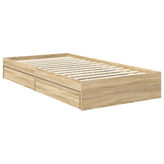 Storage Bed with Drawer Engineered Wood Length 200 cm Sonoma Oak 100 cm