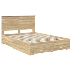 Bed Frame with Drawer 135 x 190 cm Engineered Wood Sonoma oak