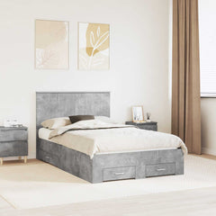 Bed Frame with Drawer 120 x 190 cm Engineered Wood Concrete grey