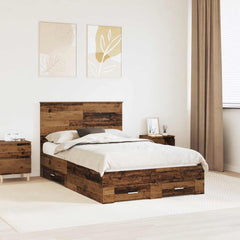 Bed Frame with Drawer 120 x 190 cm Engineered Wood Old wood