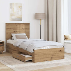 Bed Frame with Drawer Engineered Wood Length 200 cm Artisan Oak 90 cm