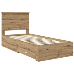 Bed Frame with Drawer Engineered Wood Length 200 cm Artisan Oak 90 cm