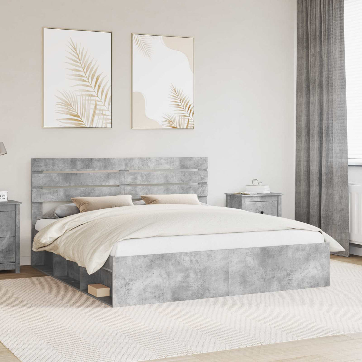 Bed Frame Solid Pine Wood Length 200 cm Concrete Grey 180 cm