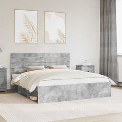 Bed Frame Solid Pine Wood Length 200 cm Concrete Grey 180 cm