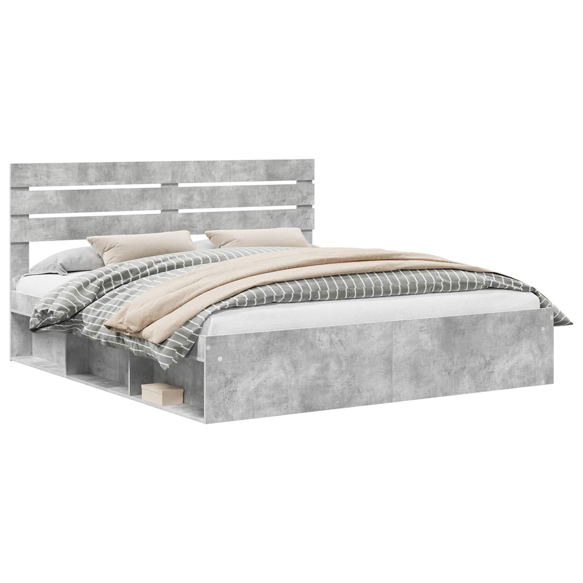Bed Frame Solid Pine Wood Length 200 cm Concrete Grey 180 cm