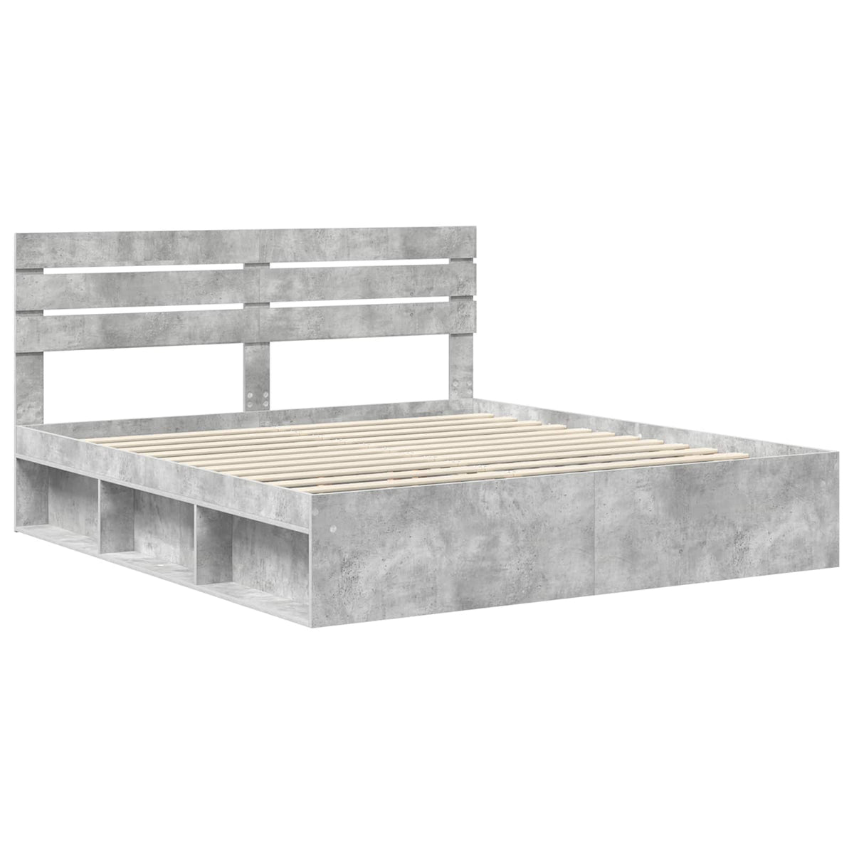 Bed Frame Solid Pine Wood Length 200 cm Concrete Grey 180 cm