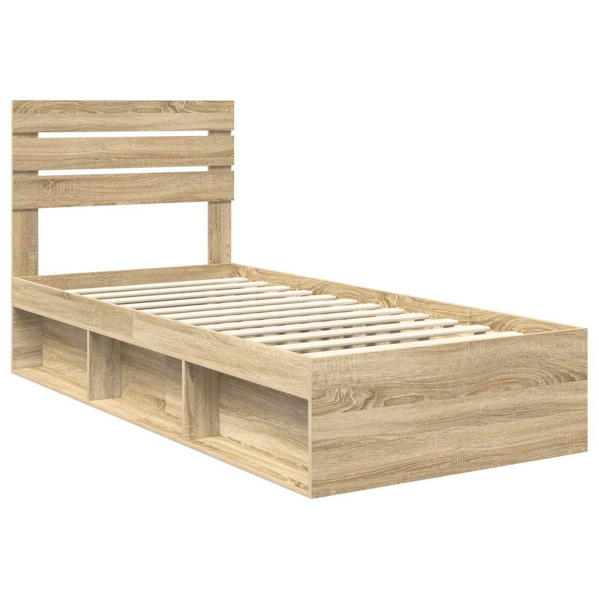 Bed Frame 75 x 190 cm Solid Pine Wood Sonoma oak