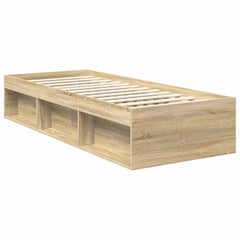 Bed Frame 75 x 190 cm Solid Pine Wood Sonoma oak