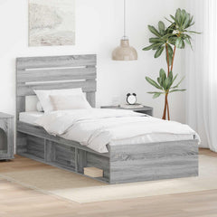 Bed Frame 75 x 190 cm Solid Pine Wood Grey sonoma