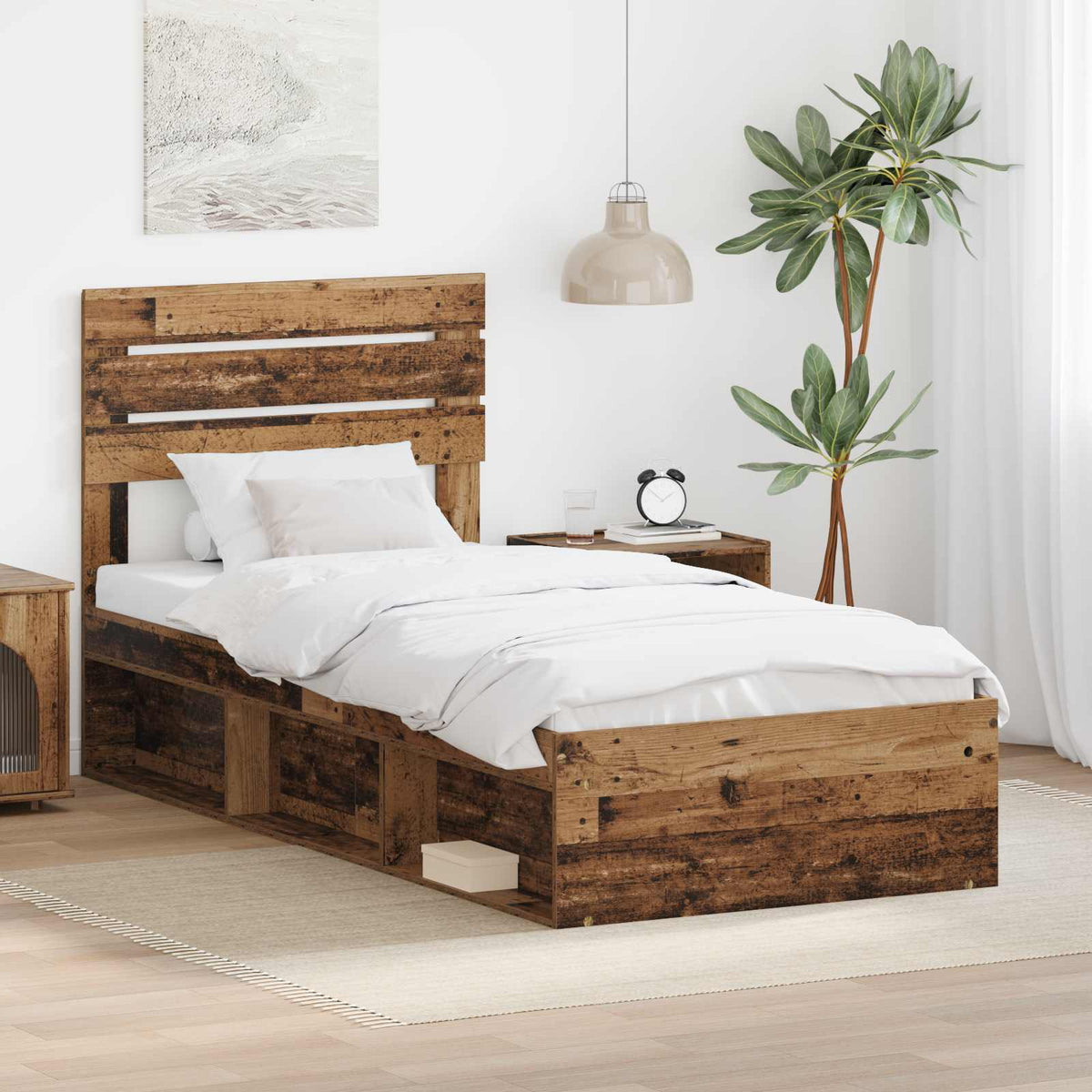 Bed Frame 75 x 190 cm Solid Pine Wood Old wood