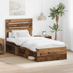 Bed Frame 75 x 190 cm Solid Pine Wood Old wood