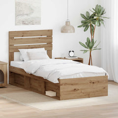 Bed Frame 75 x 190 cm Solid Pine Wood Artisan oak