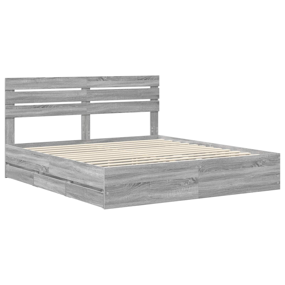 Bed Frame with Drawer Engineer Wood Length 200 cm Grey Sonoma 180 cm