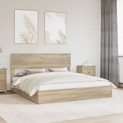 Storage Bed with Drawer Engineered Wood Length 200 cm Sonoma Oak 180 cm