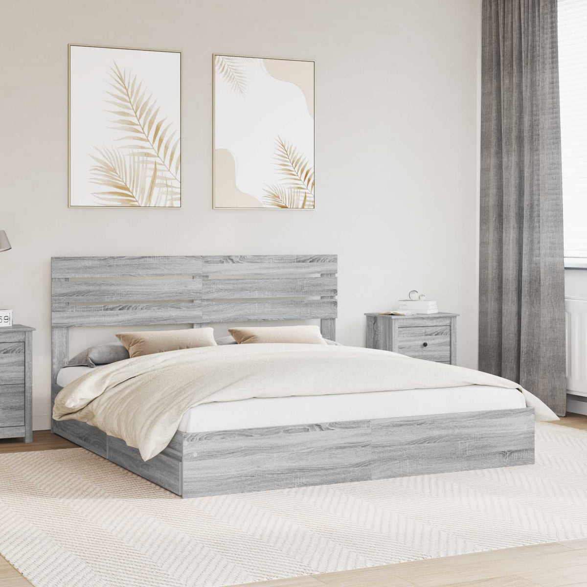 Storage Bed Engineered Wood Length Grey Sonoma