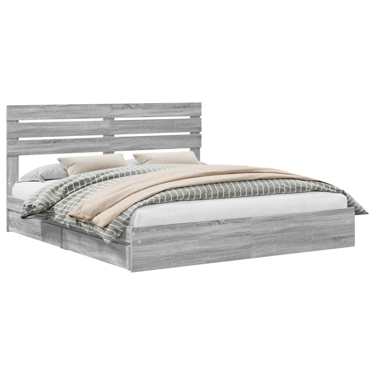 Storage Bed Engineered Wood Length 200 cm Grey Sonoma 180 cm