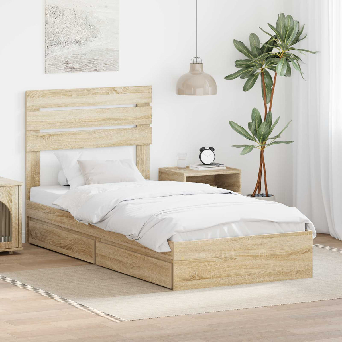 Storage Bed Drawer Engineered Wood Length Sonoma Oak
