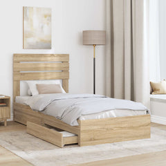 Storage Bed with Drawer Engineered Wood Length 190 cm Sonoma oak 75 cm
