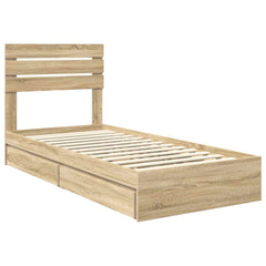 Storage Bed with Drawer Engineered Wood Length 190 cm Sonoma oak 75 cm