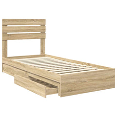Storage Bed with Drawer Engineered Wood Length 190 cm Sonoma oak 75 cm