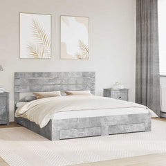 Bed Frame Engineered Wood Length Concrete Grey
