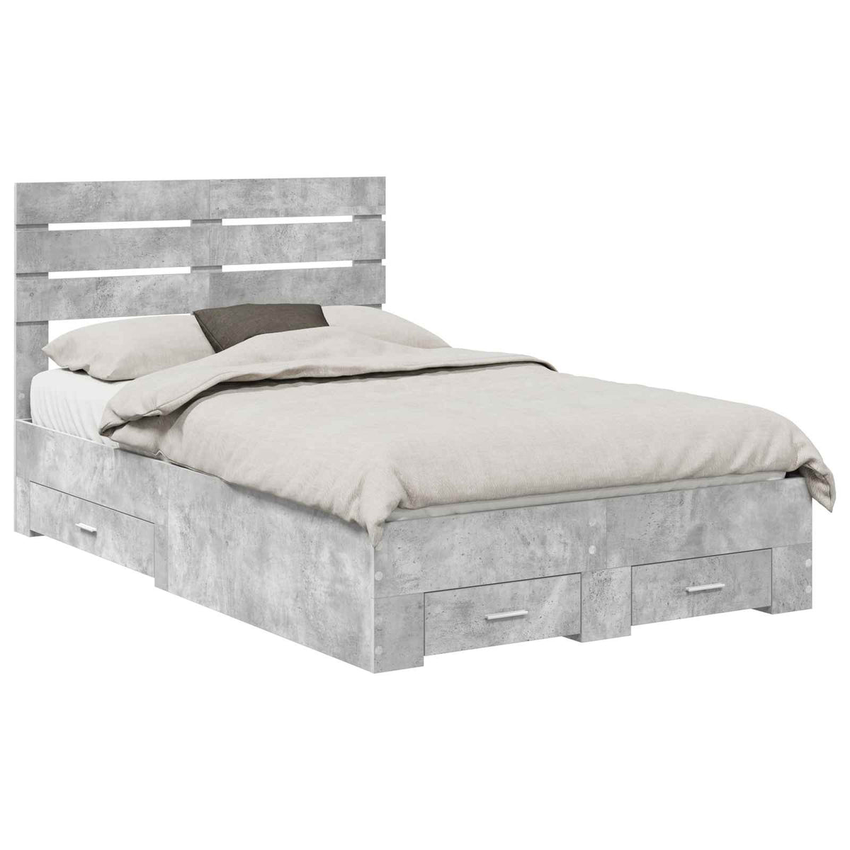 Bed Frame with Drawer 120 x 190 cm Engineered Wood Concrete grey