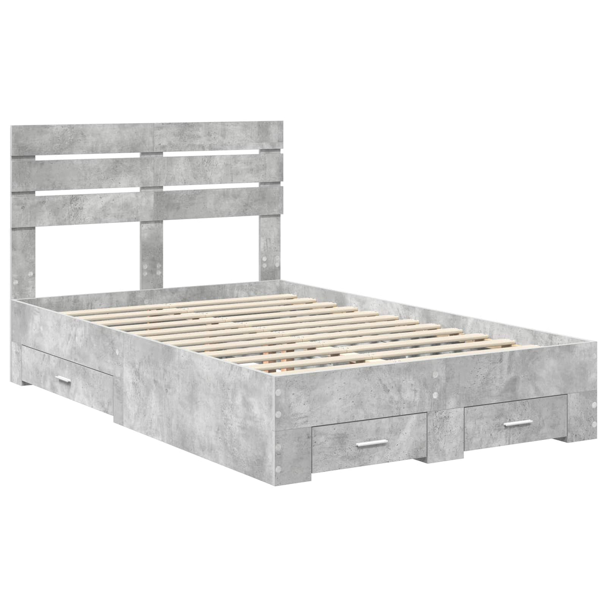 Bed Frame with Drawer 120 x 190 cm Engineered Wood Concrete grey