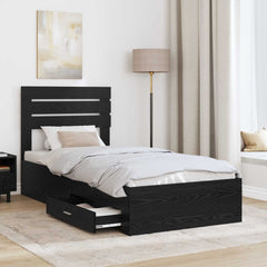 Bed Frame Drawer Engineered Wood Black oak