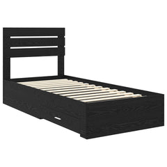 Bed Frame Drawer Engineered Wood Black oak