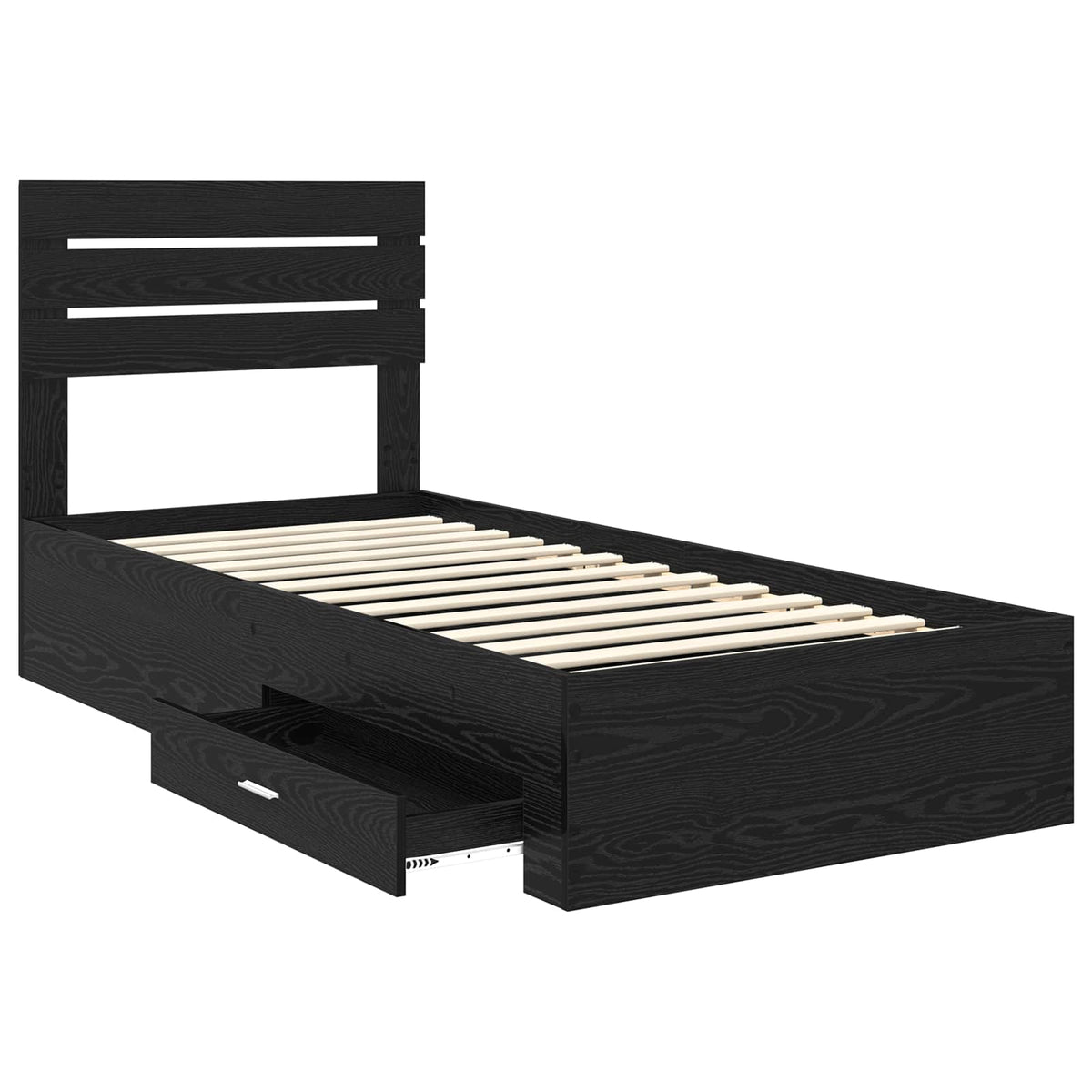 Bed Frame Drawer Engineered Wood Black oak
