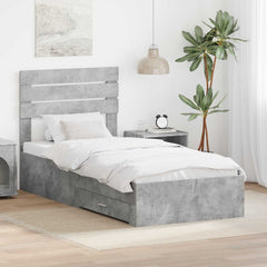 Bed Frame Engineered Wood Concrete grey