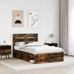 Bed Frame Solid Pine Wood Length 200 cm Smoked Oak 120 cm