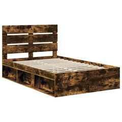 Bed Frame Solid Pine Wood Length 200 cm Smoked Oak 120 cm