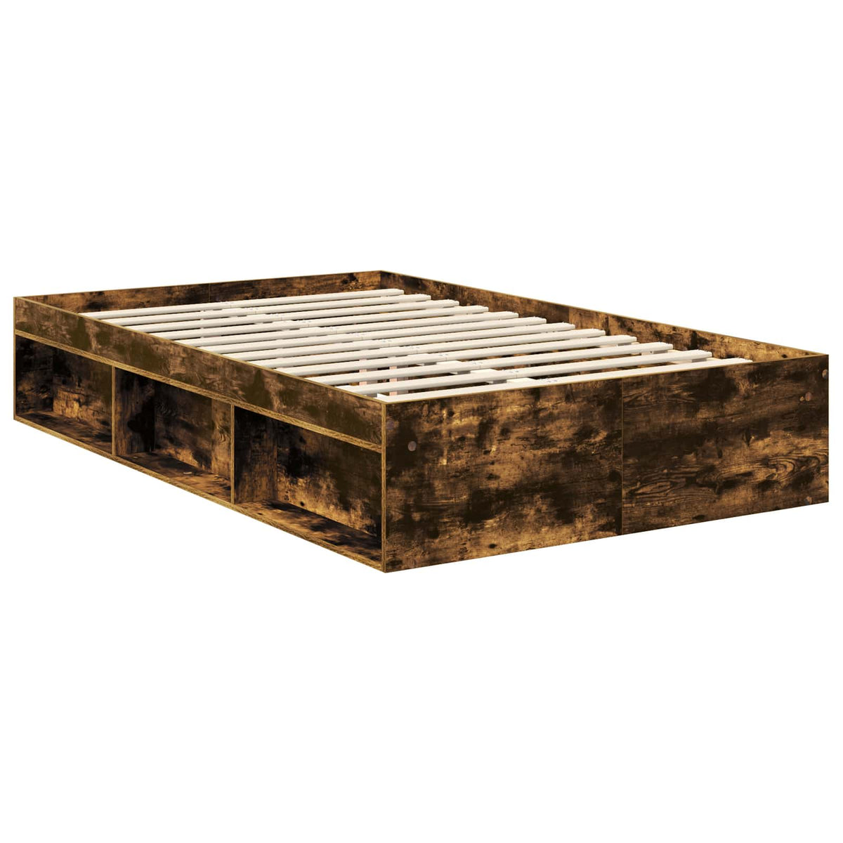 Bed Frame Solid Pine Wood Length 200 cm Smoked Oak 120 cm