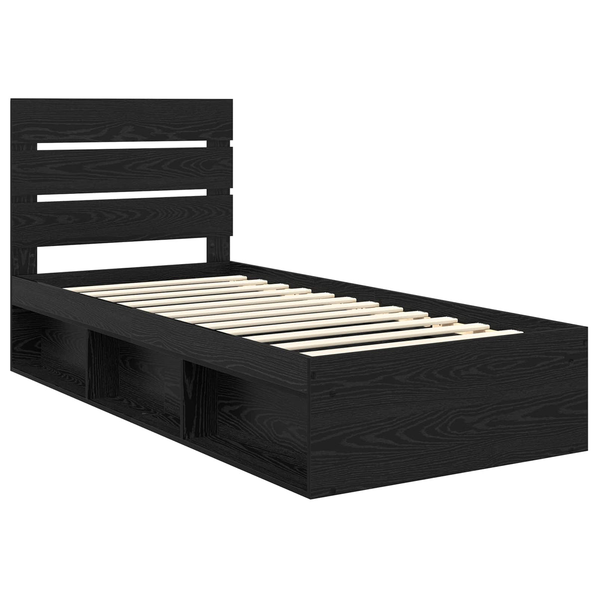 Bed Frame Black Solid Pine Wood Oak