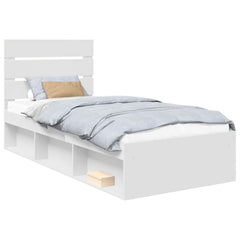 Bed Frame 75 x 190 cm Solid Pine Wood White