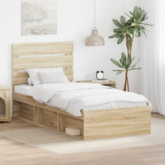 Bed Frame 75 x 190 cm Solid Pine Wood Sonoma oak