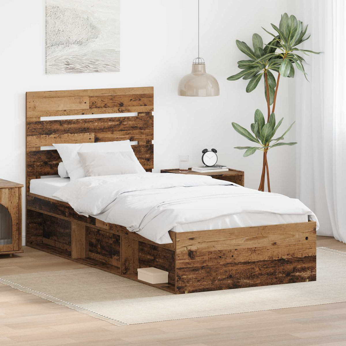 Bed Frame 75 x 190 cm Solid Pine Wood Old wood