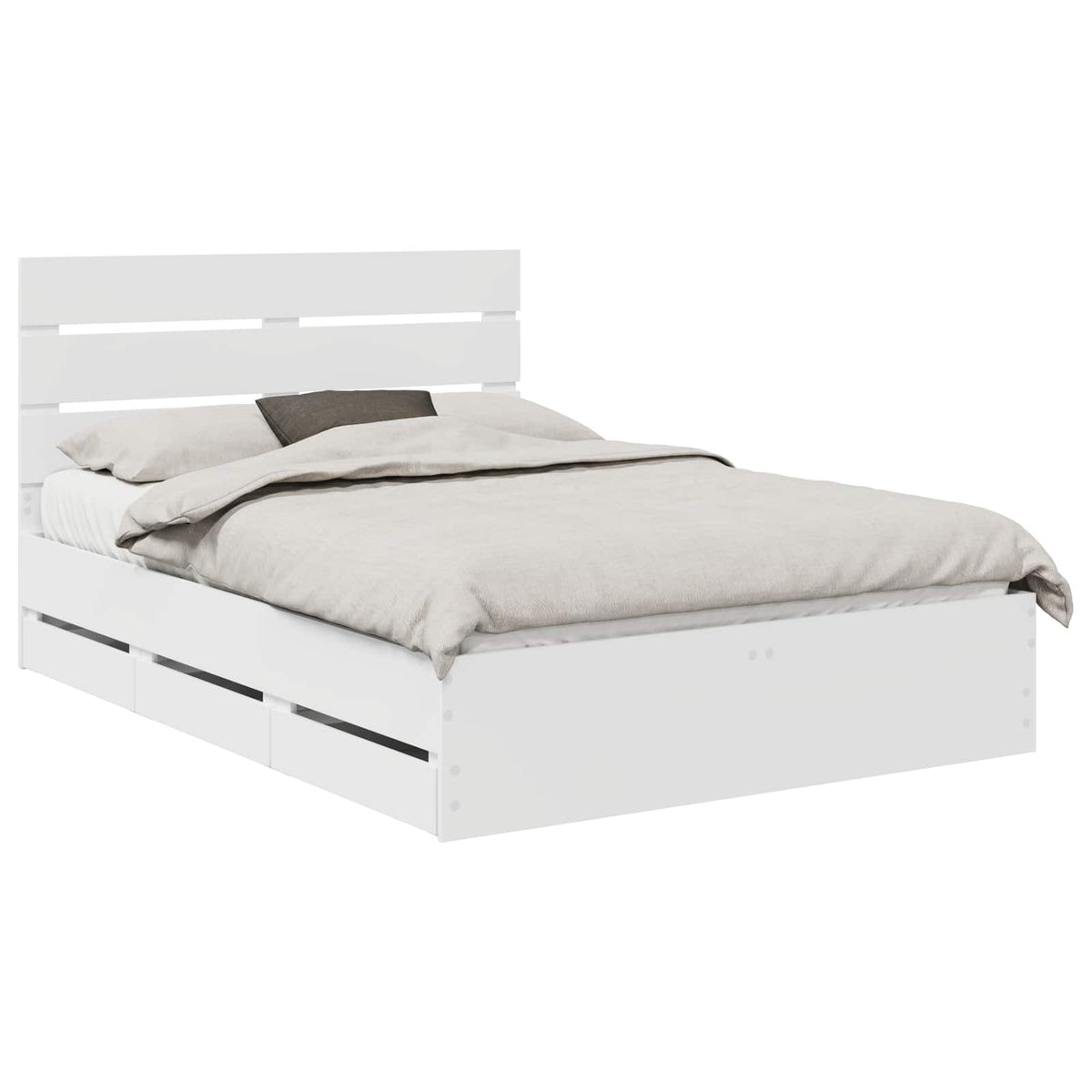 Bed Frame with Drawer Engineer Wood Length 200 cm White 150 cm