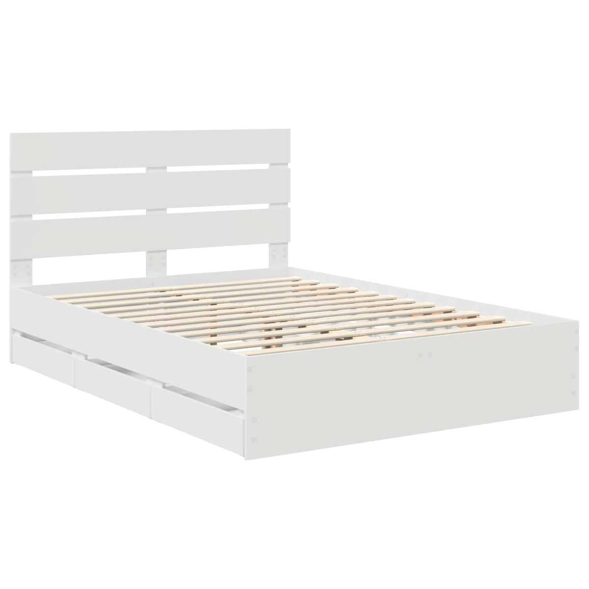 Bed Frame with Drawer Engineer Wood Length 200 cm White 150 cm