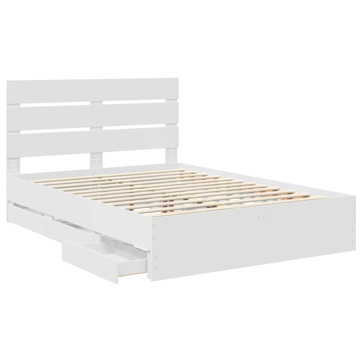 Bed Frame with Drawer Engineer Wood Length 200 cm White 150 cm