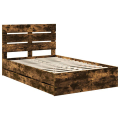 Bed Frame with Drawer Engineer Wood Length 200 cm Smoked Oak 120 cm