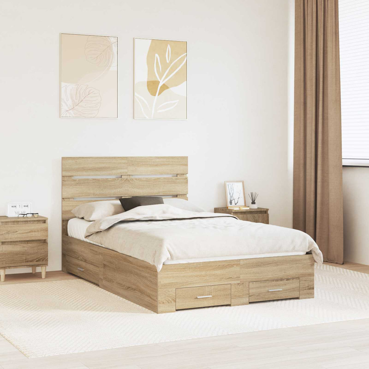 Bed Frame Drawer Engineered Wood Sonoma oak