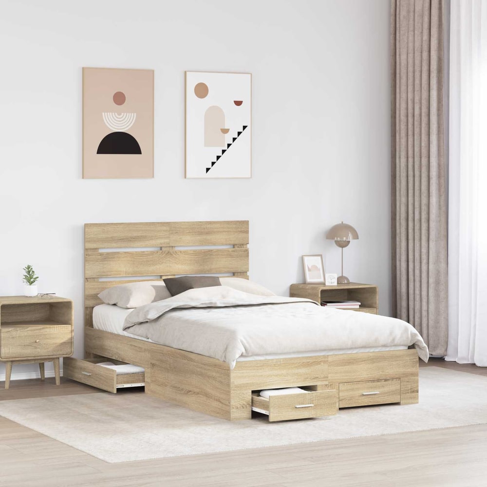 Bed Frame Drawer Engineered Wood Sonoma oak