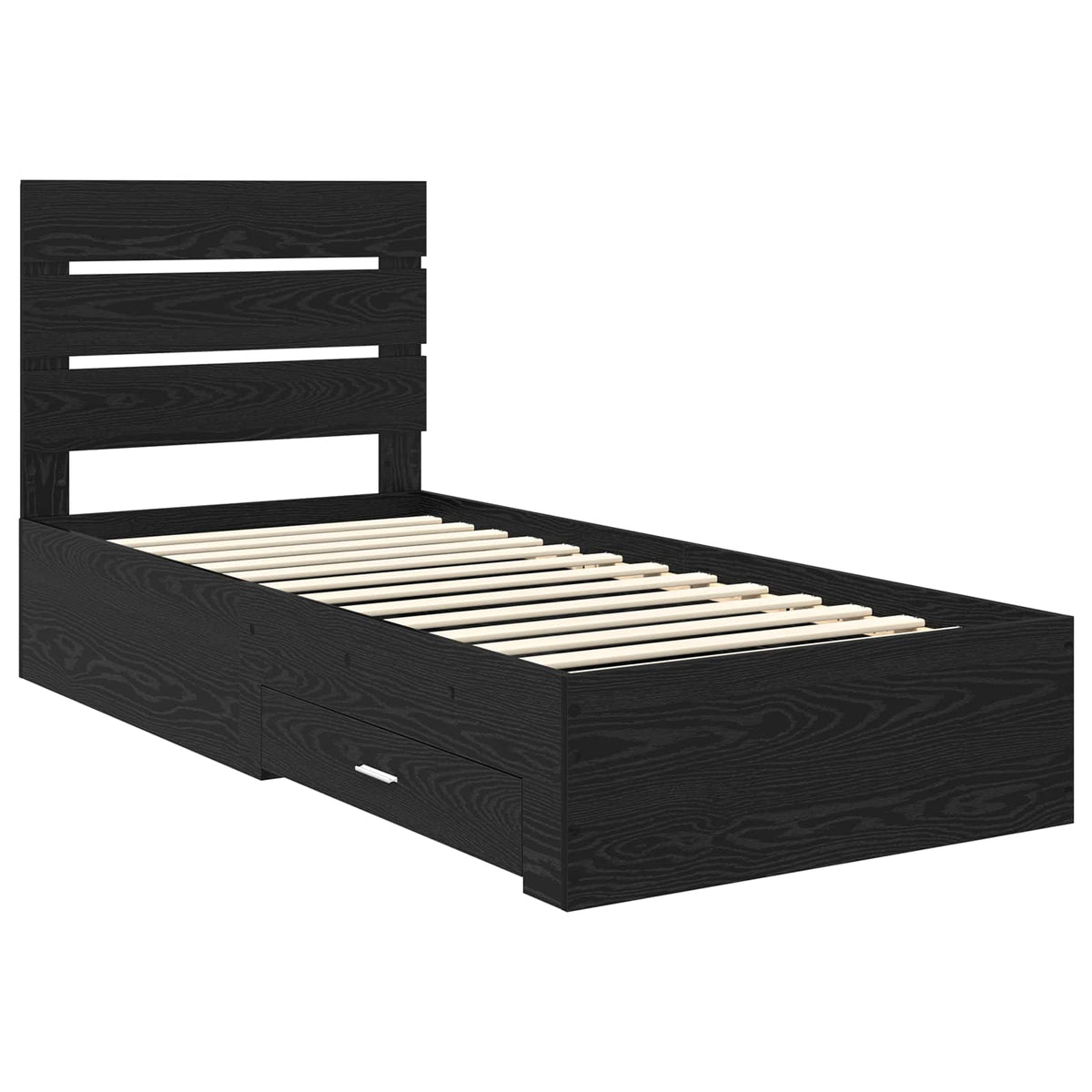 Bed Frame with Drawer 90 x 190 cm Engineered Wood Black oak