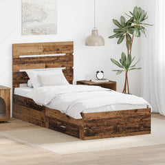 Bed Frame Drawer Engineered Wood Old