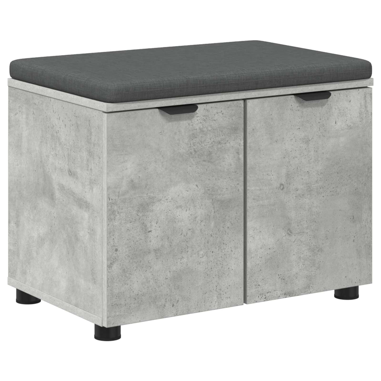 vidaXL Hall Bench with Cushion with Door Concrete Grey 60 x 38 x 46 cm 2