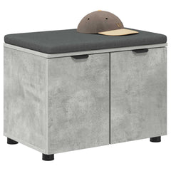 vidaXL Hall Bench with Cushion with Door Concrete Grey 60 x 38 x 46 cm 3