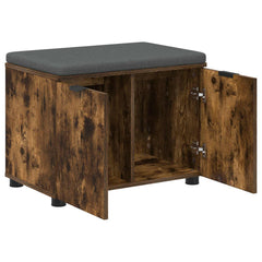 vidaXL Hall Bench with Cushion with Shelf Smoked Oak 60 x 38 x 46 cm 5