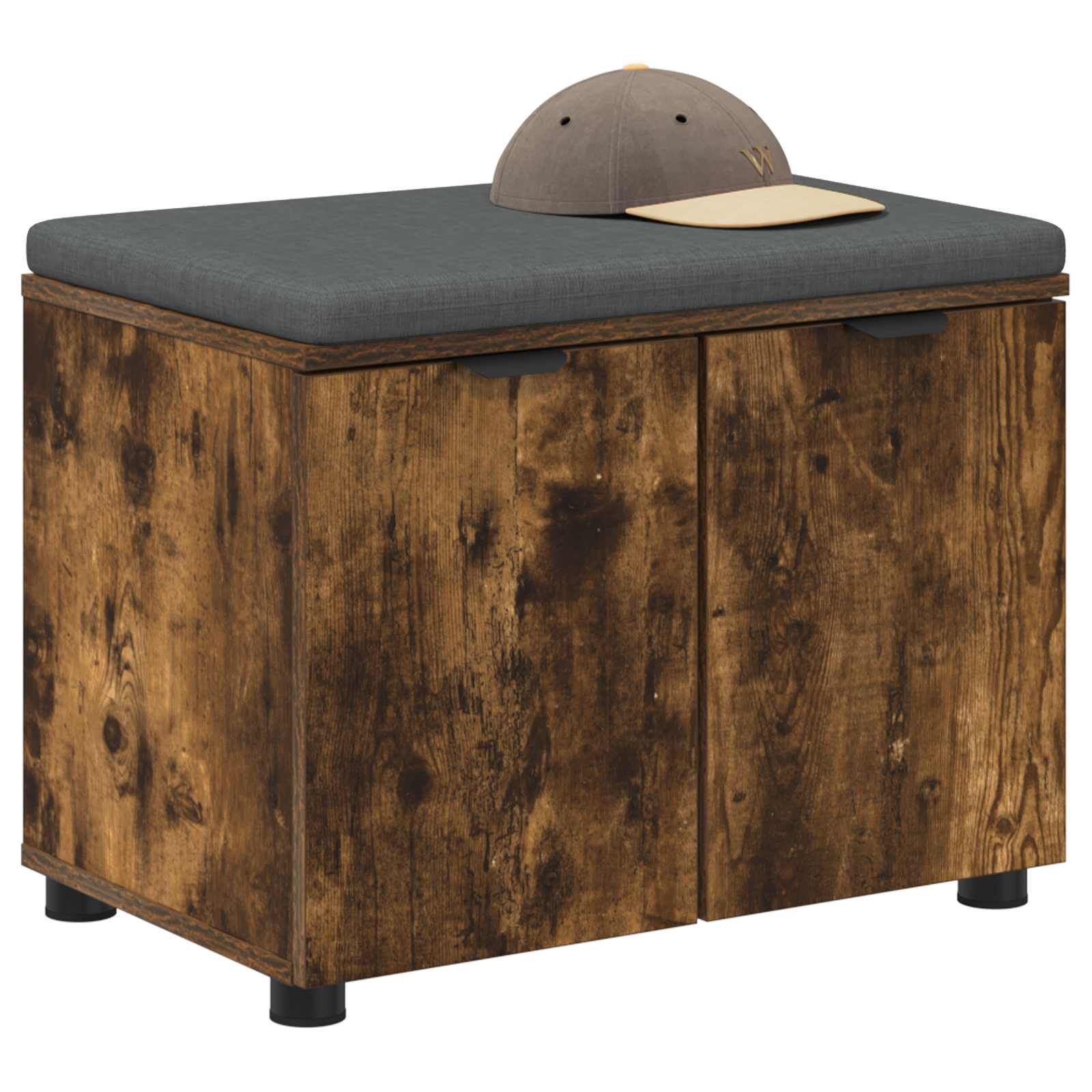 vidaXL Hall Bench with Cushion with Shelf Smoked Oak 60 x 38 x 46 cm 3